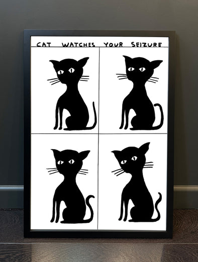 David Shrigley - 'Cat Watches Your Seizure' FRAMED TO ORDER