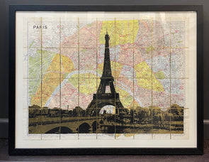 Angela Morris-Winmill - 'Eiffel Tower, Gold Leaf' Original Map