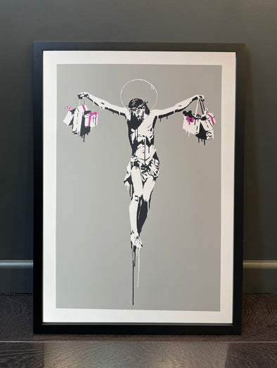 West Country Prince - 'Christ With Shopping Bags' Banksy Replica FRAMED TO ORDER