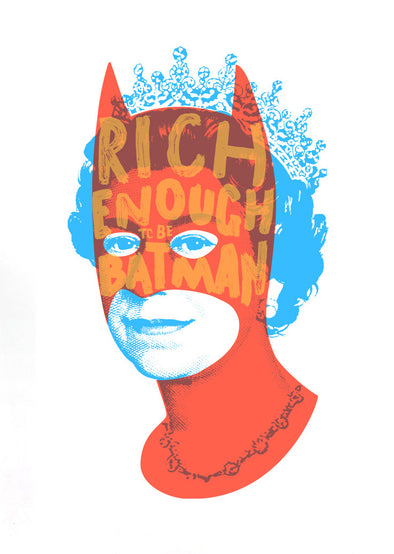 Heath Kane - 'Rich Enough to be Batman - Orange and Blue'