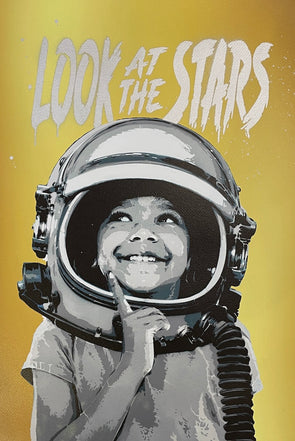 Alessio B - 'Look At The Stars' (Gold) Hand-finished Spray-Painted Print