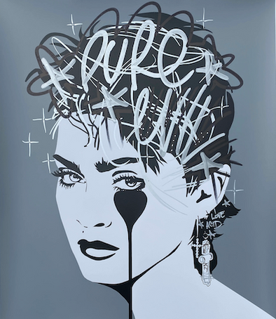 Pure Evil - 'Madonna Lucky Star - I Love Acid' Unique Hand Finished Print