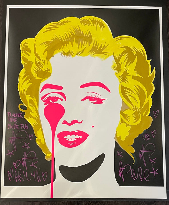 Pure Evil - 'Classic Marilyn - Blondes Have More Fun' Unique Hand Finished Print