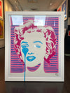 Pure Evil - 'Classic Marilyn - Pink and Blue Stripes' Unique Hand Finished Print