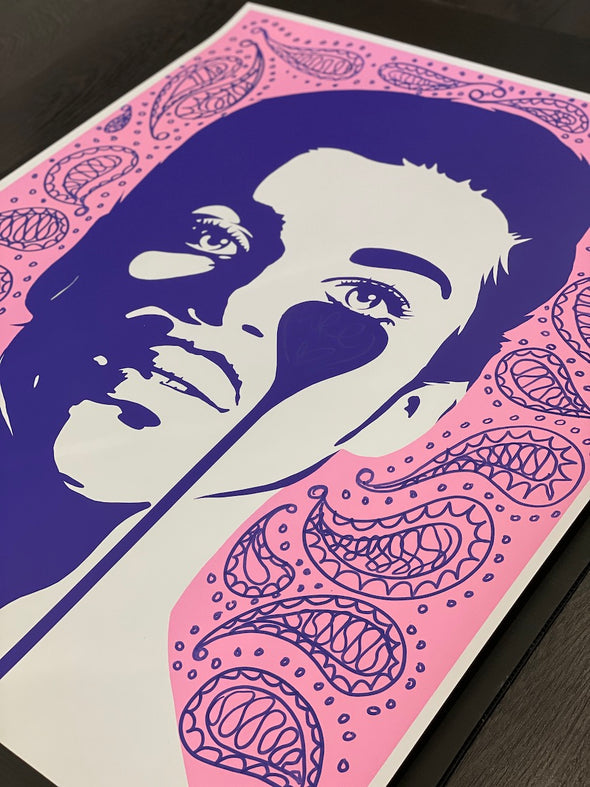 Pure Evil - 'Prince Purple Paisley ' Unique Hand Finished Print