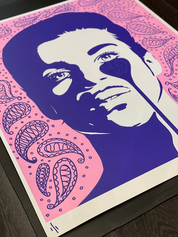 Pure Evil - 'Prince Purple Paisley ' Unique Hand Finished Print