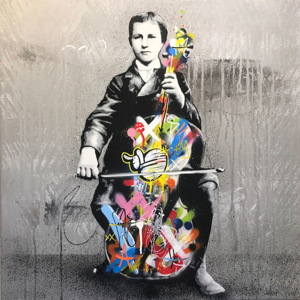 Martin Whatson - 'Cello Play' Original Art on Canvas (Framed)