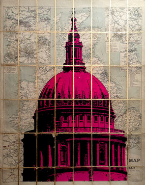 Angela Morris-Winmill - 'St Pauls Cathedral - Pink' Original Map