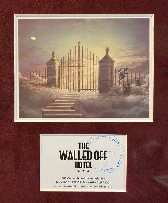 Banksy - The Walled Off Hotel 'Pearly Gates' Stamped Postcard (very rare)