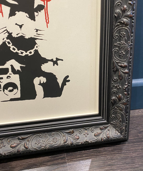 West Country Prince -'Gangsta Rat' (Banksy replica in ornate frame)