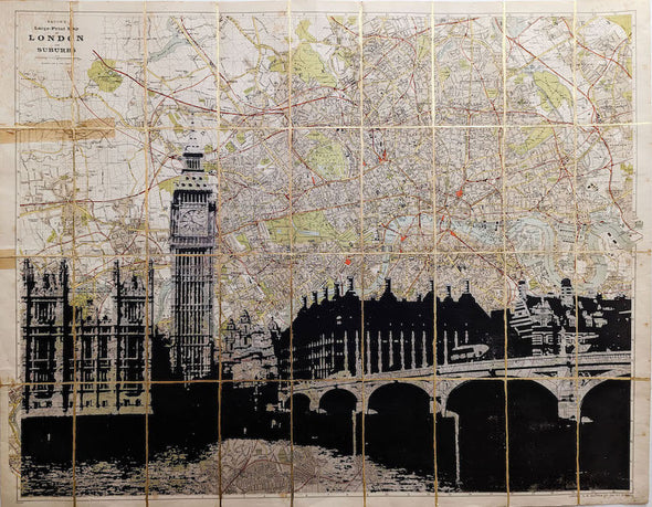 Angela Morris-Winmill - 'Westminster Bridge Big Ben- Silver' Original Map
